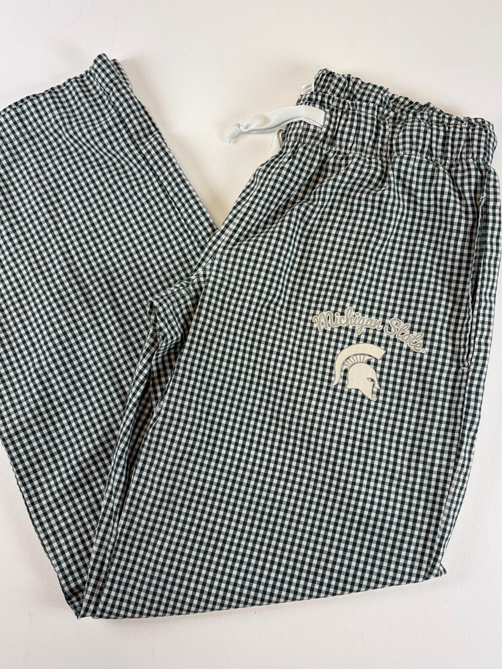 MICHIGAN STATE SPARTANS GINGHAM LOUNGE PAJAMA PANTS WOMENS SMALL